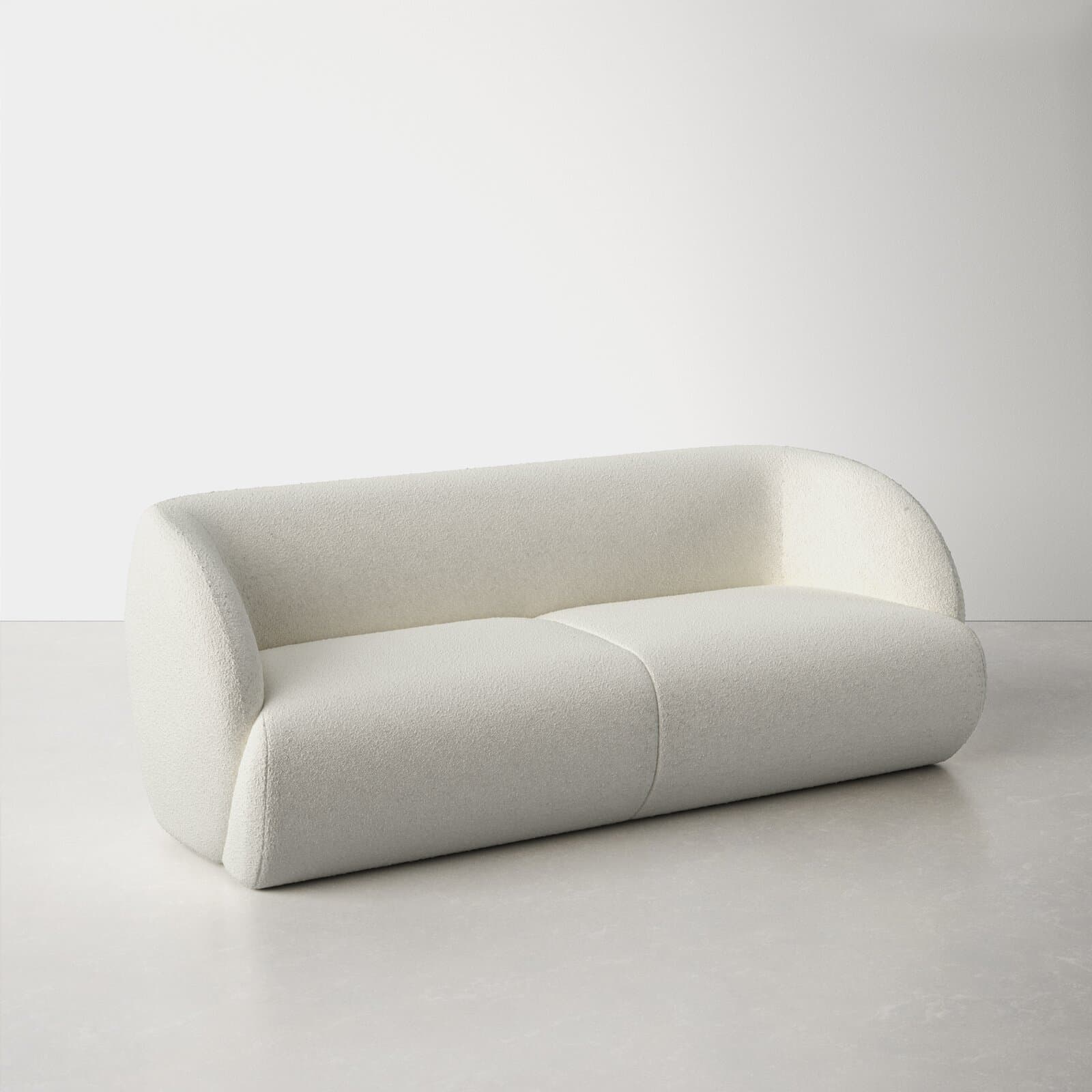 Polyester Blend Loveseat With Round And Recessed Arms
