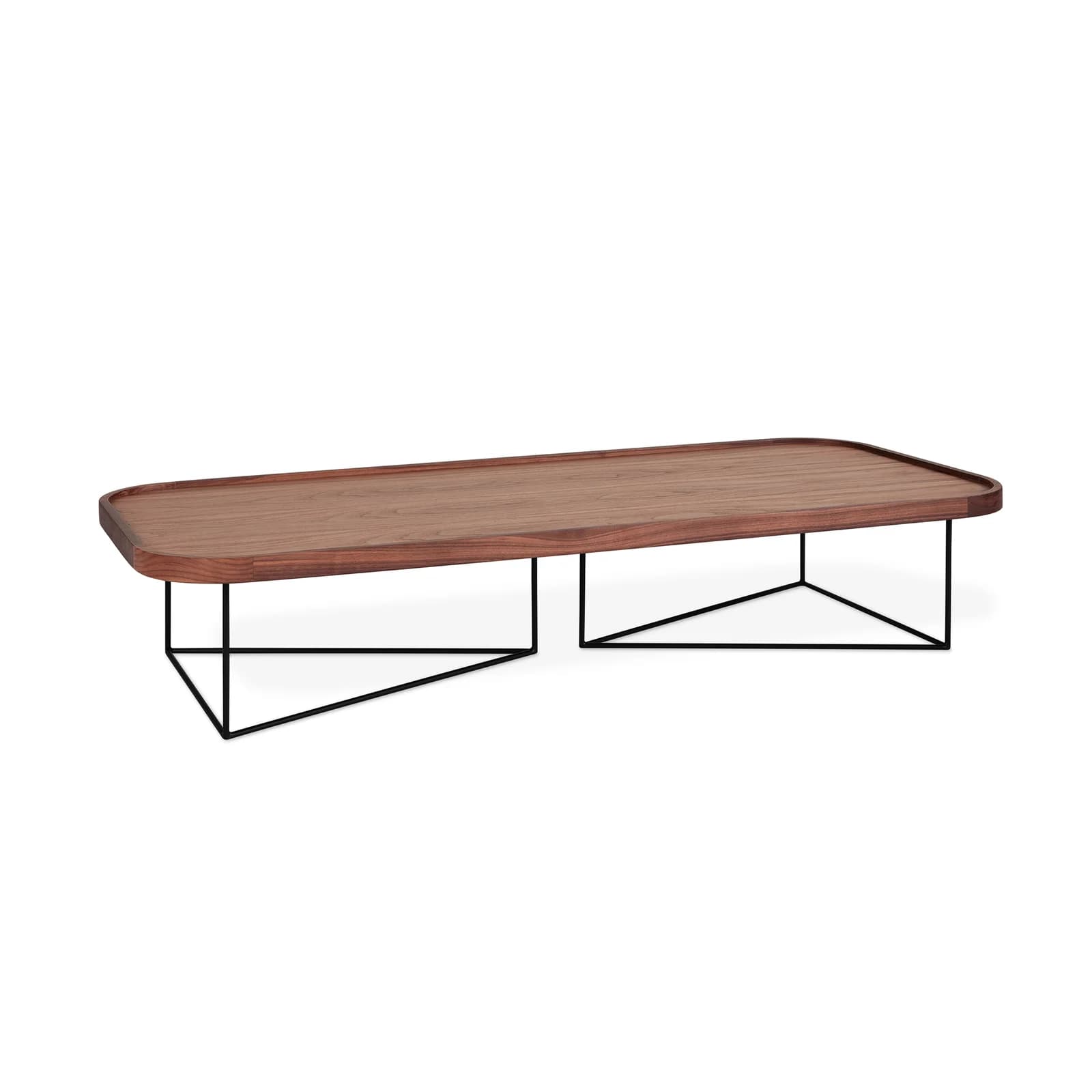 Rectangular Coffee Table With Solid + Manufactured Wood Top And Steel Base