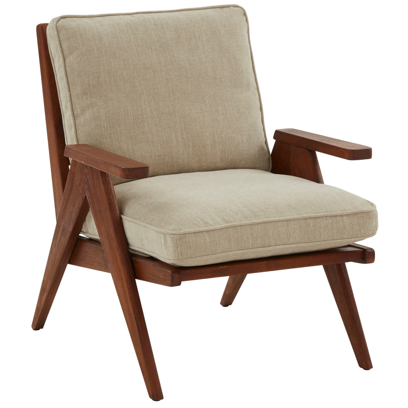Linen (100% Polyester) Armchair With Square Arms