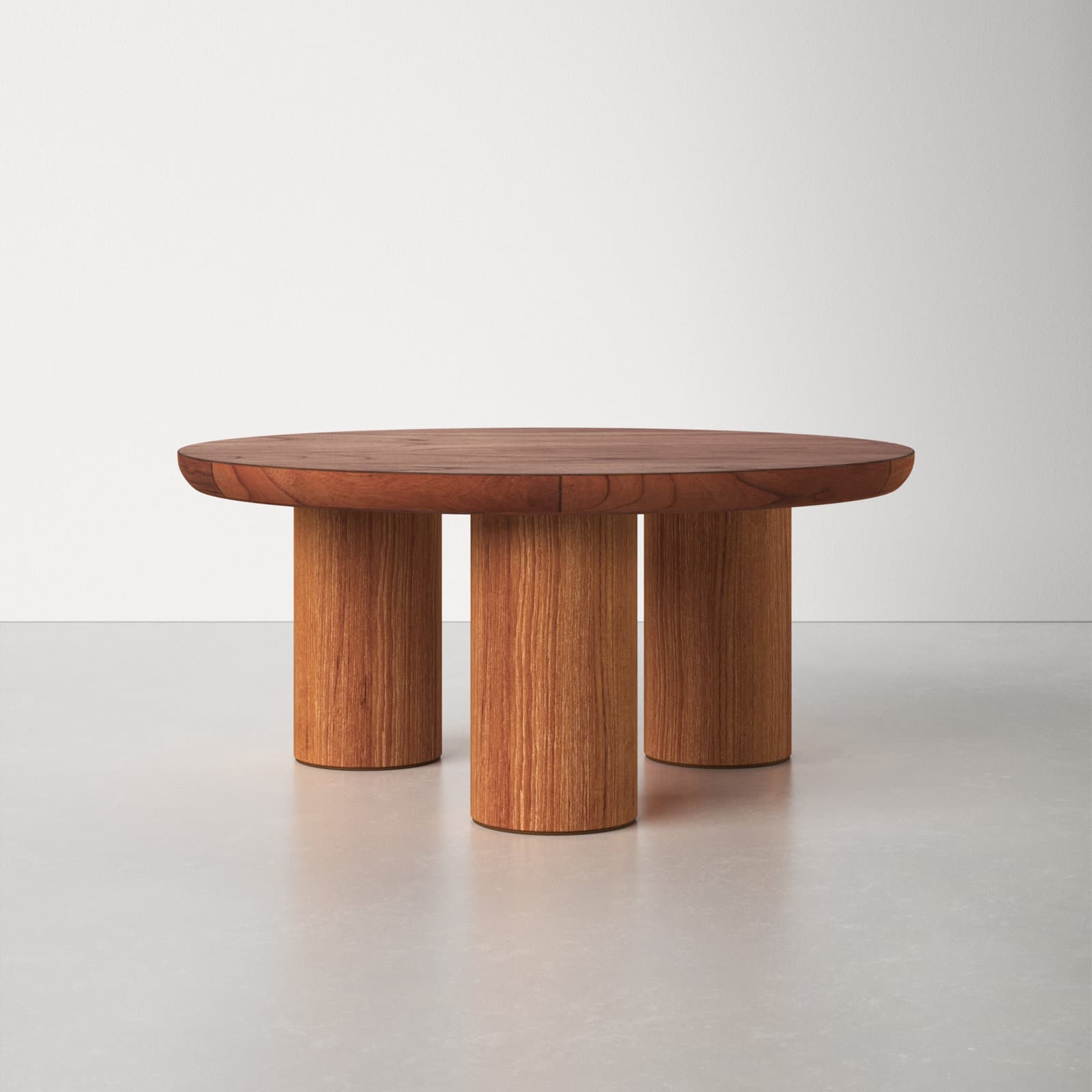 Round Coffee Table With Natural Top And Solid + Manufactured Wood Base