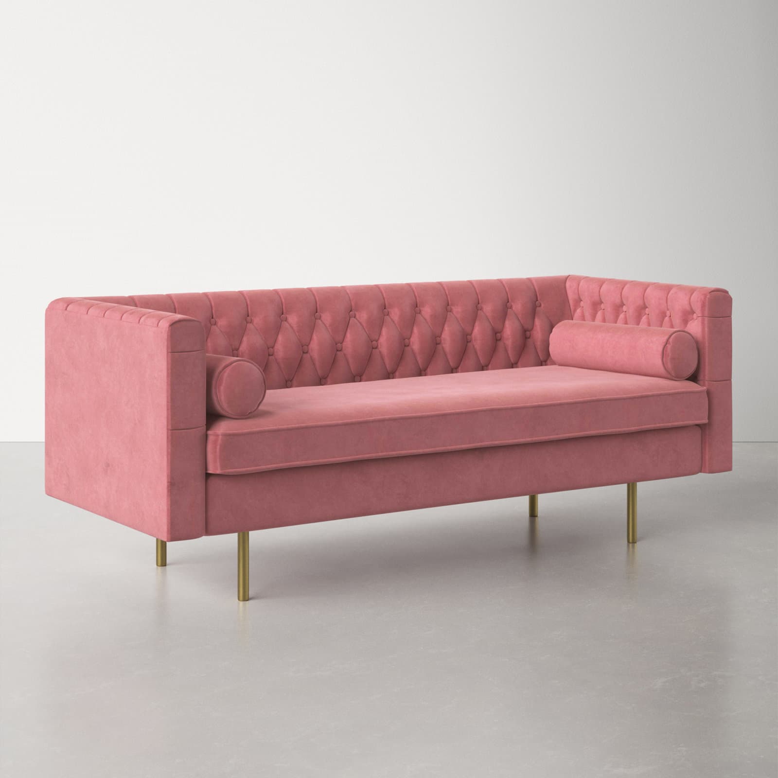 Velvet Loveseat With Rolled Arms