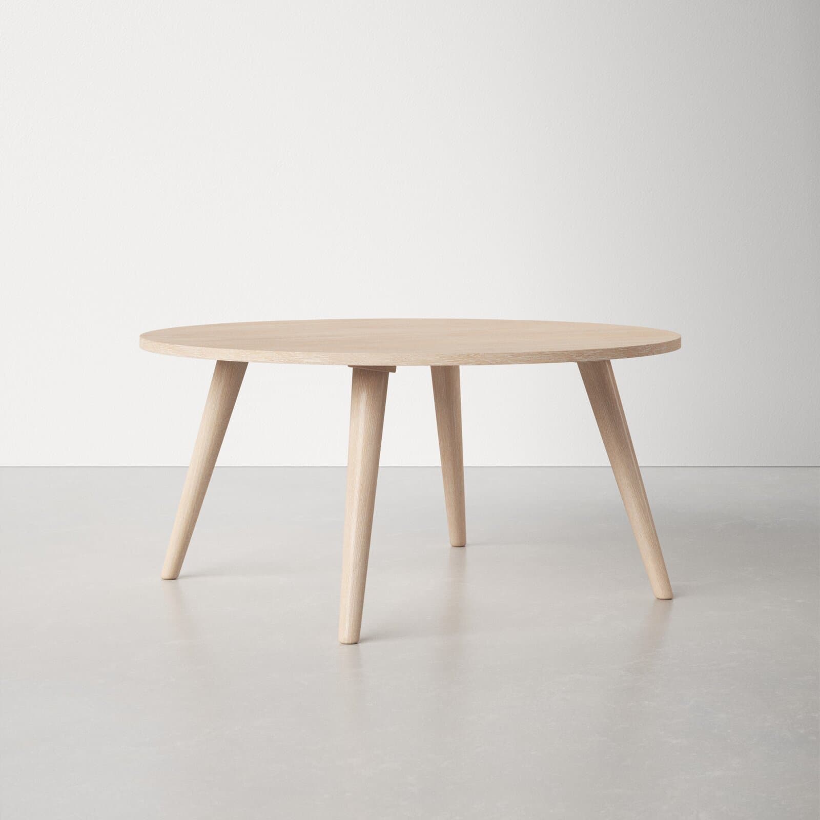 Round Coffee Table With Solid + Manufactured Wood Top And Solid Wood Base