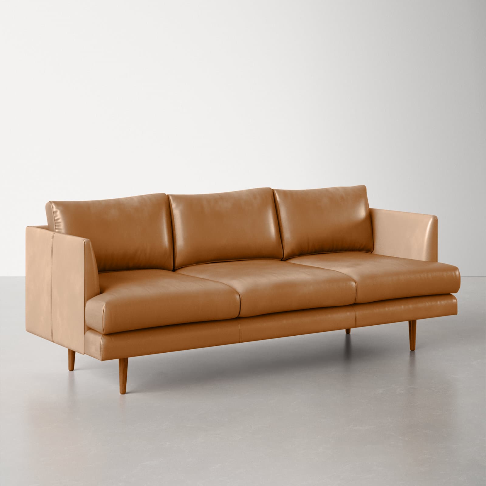 Genuine Leather Loveseat With Recessed Arms
