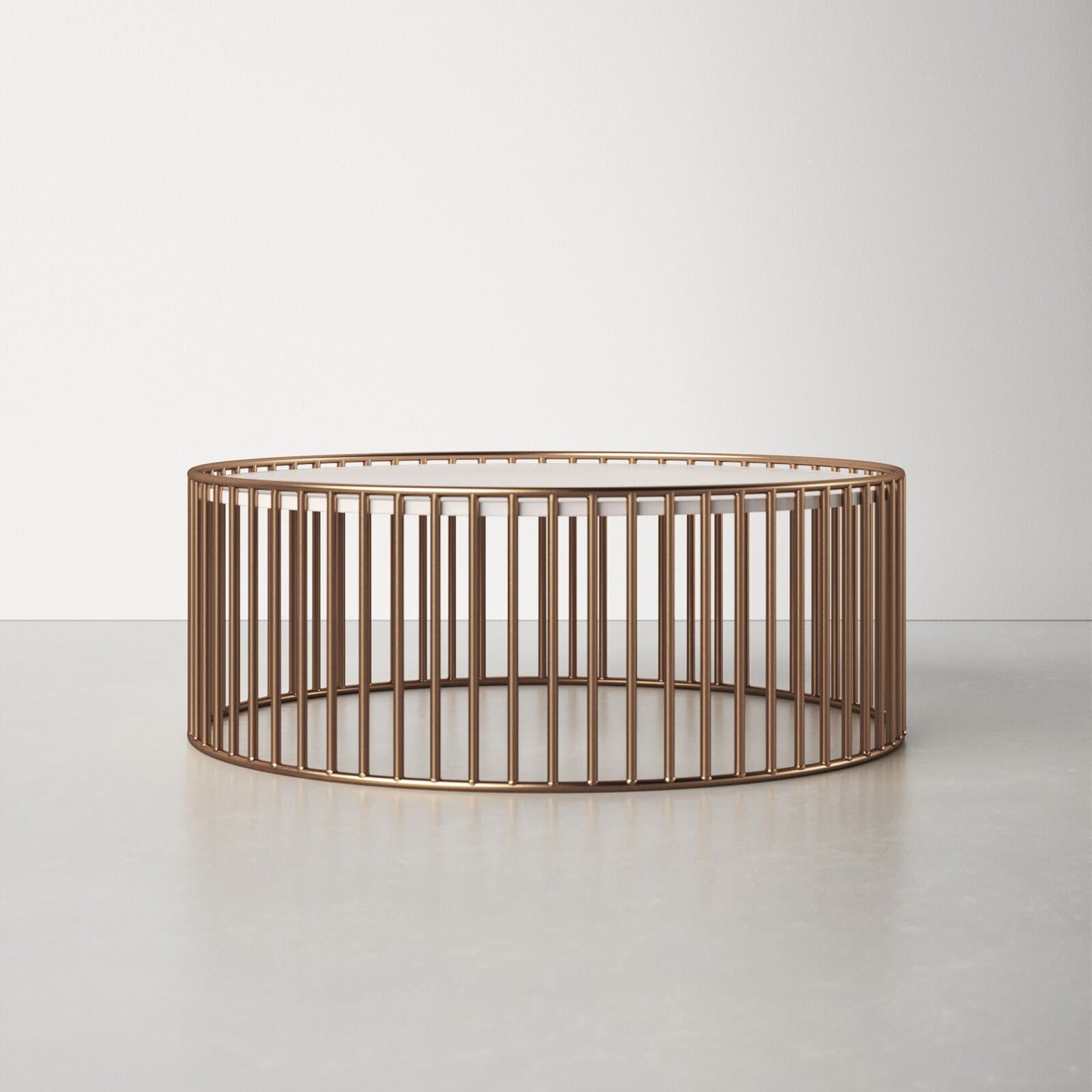 Round Coffee Table With Stone Top And Metal Base