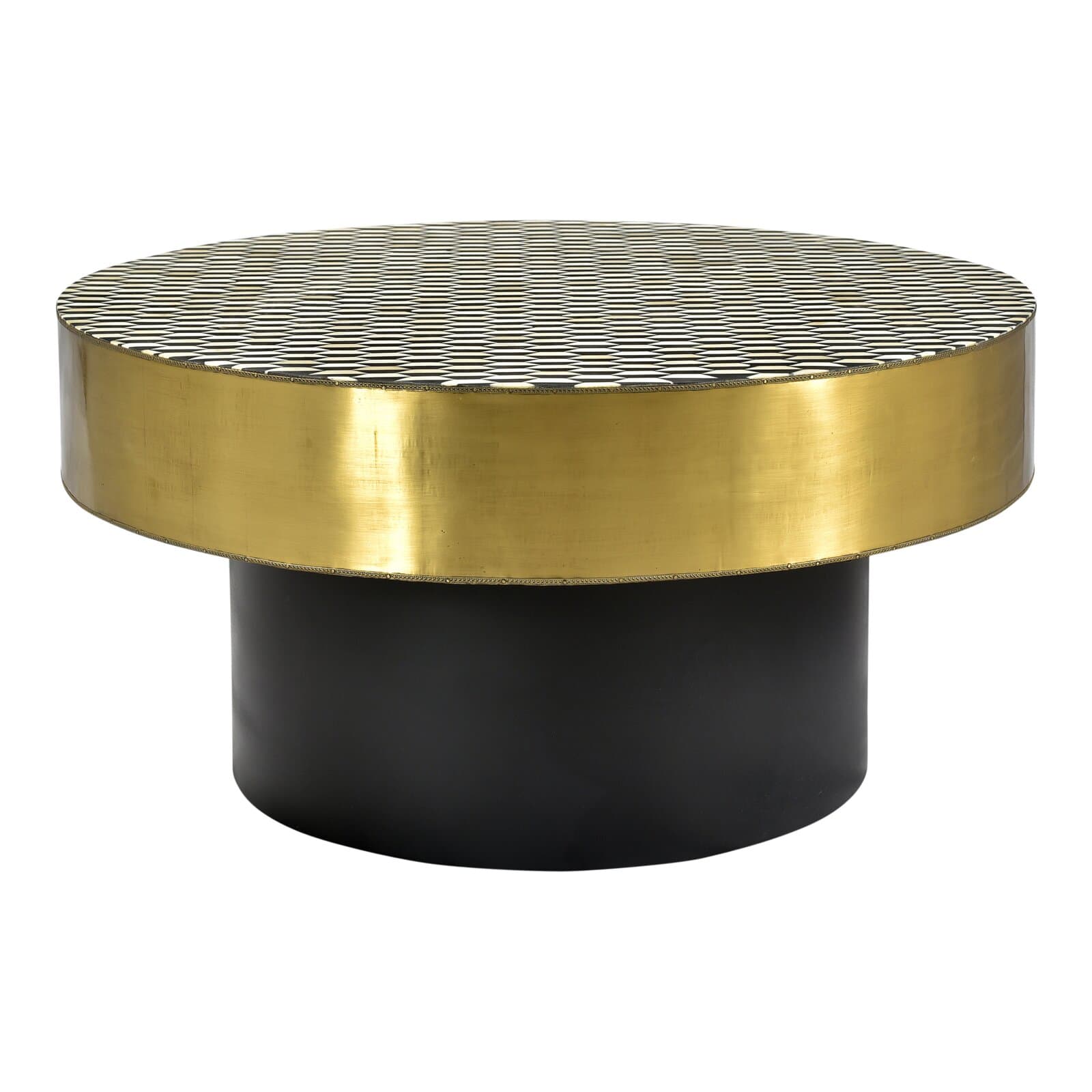 Round Coffee Table With Resin Top And Metal Base