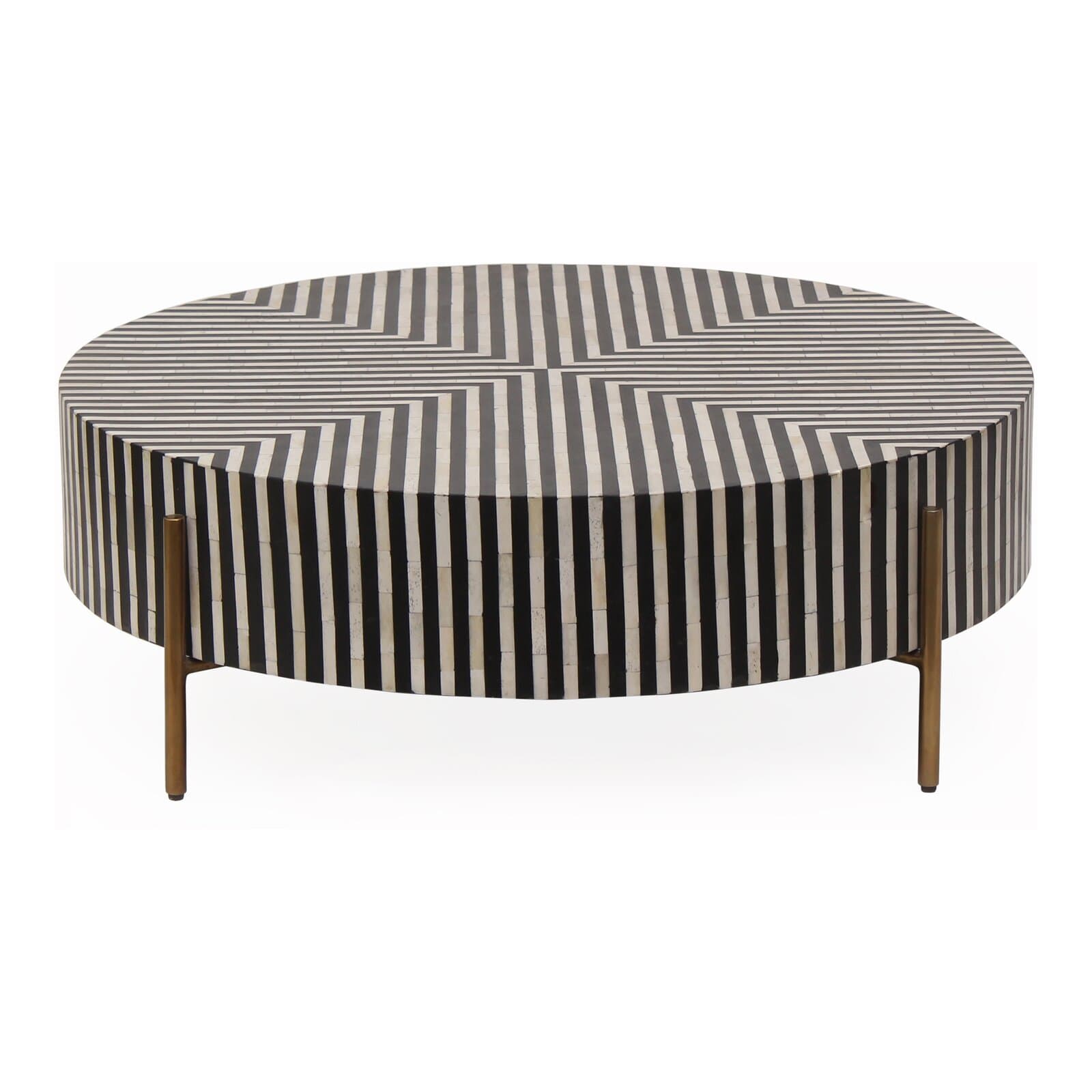 Round Coffee Table With Resin Top And Iron Base