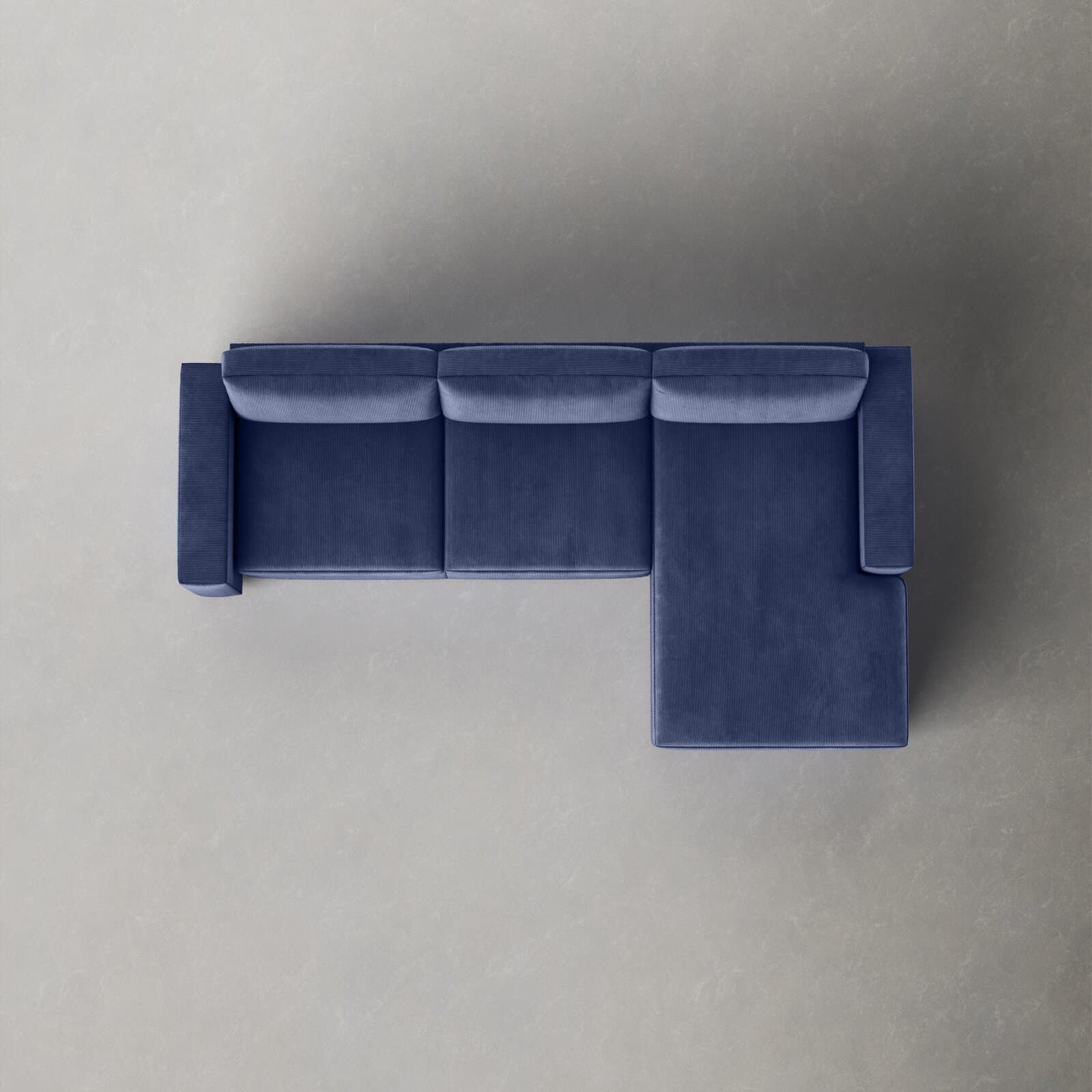 Chenille And Corduroy Sectional With Square Arms