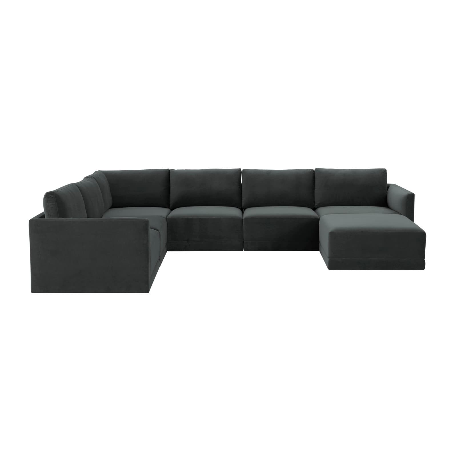 Velvet Sectional With Square Arms