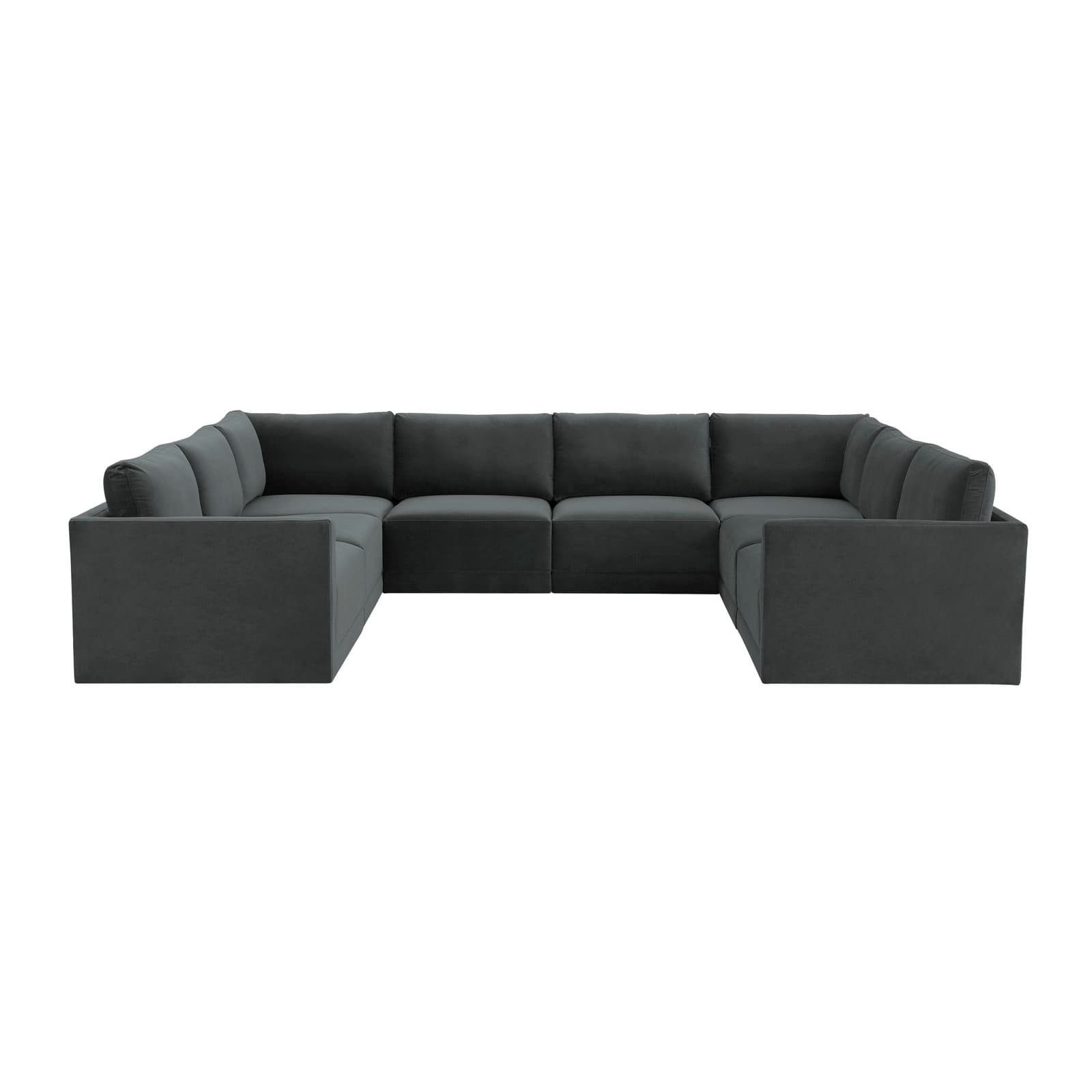 Velvet Sectional With Square Arms