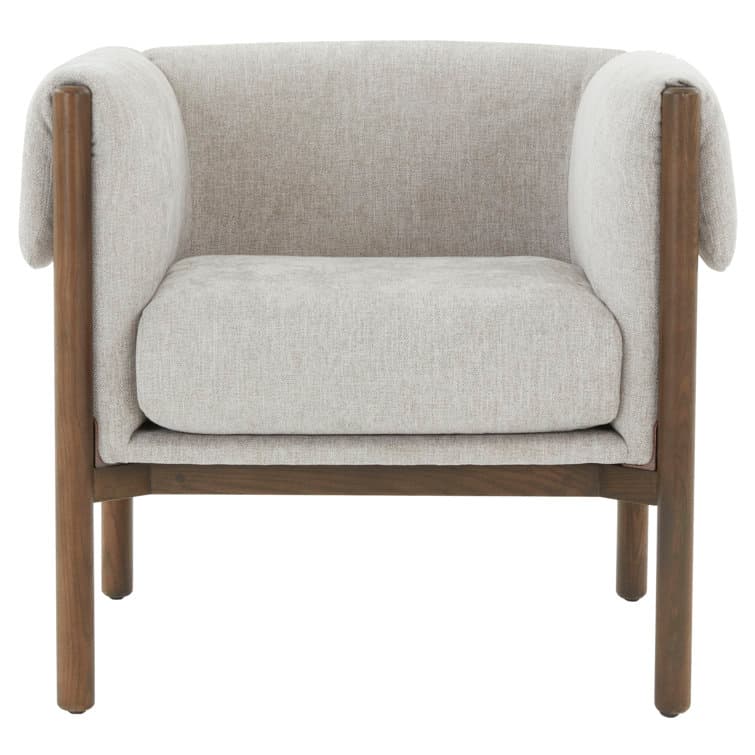 Linen Armchair With Square Arms