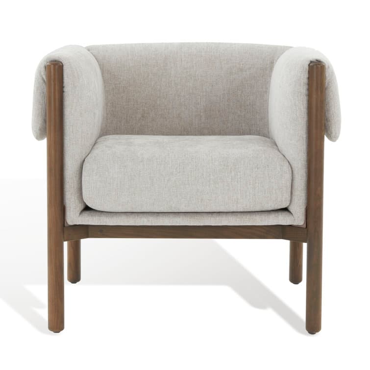 Linen Armchair With Square Arms