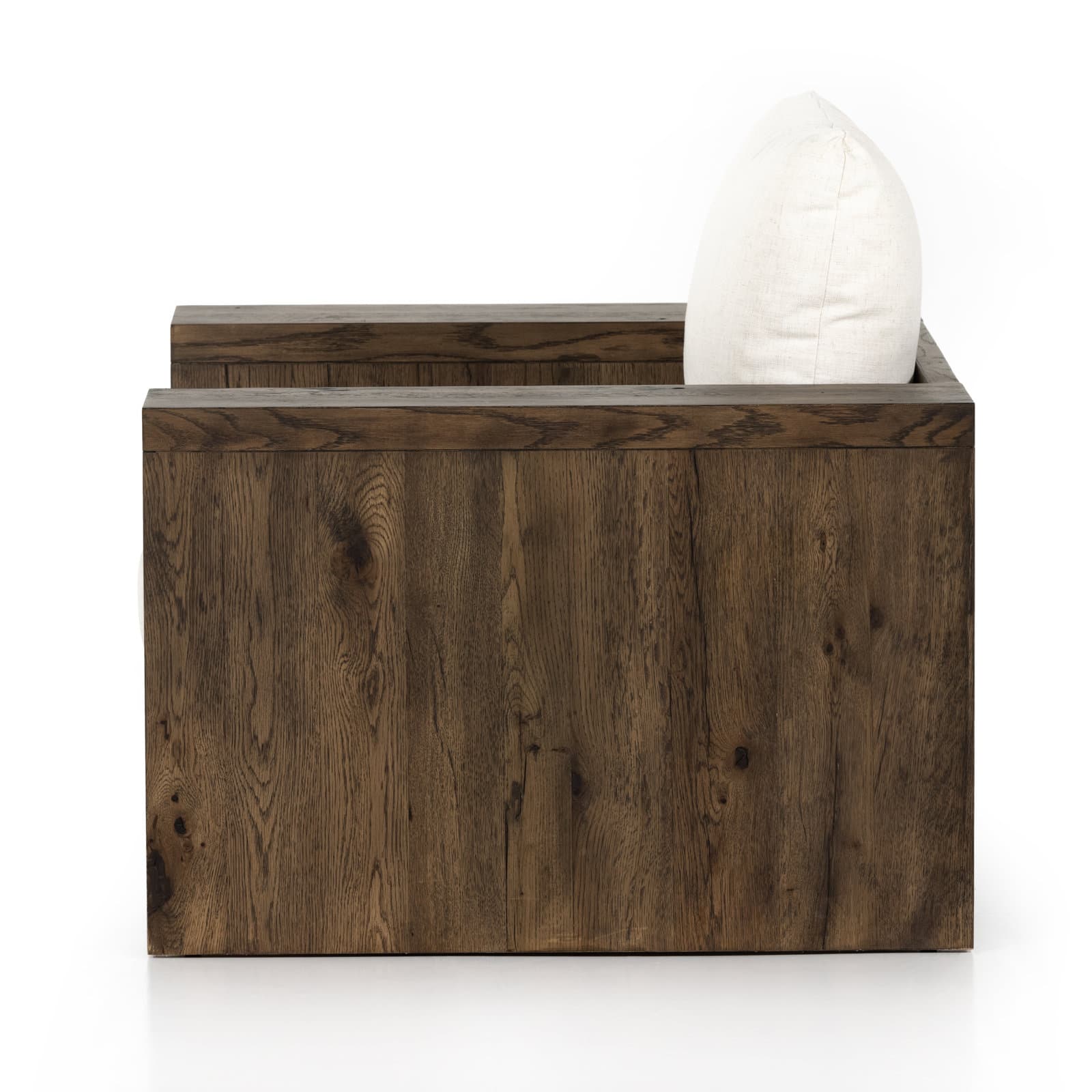 Polyester Blend And Linen Blend Armchair With Square Arms