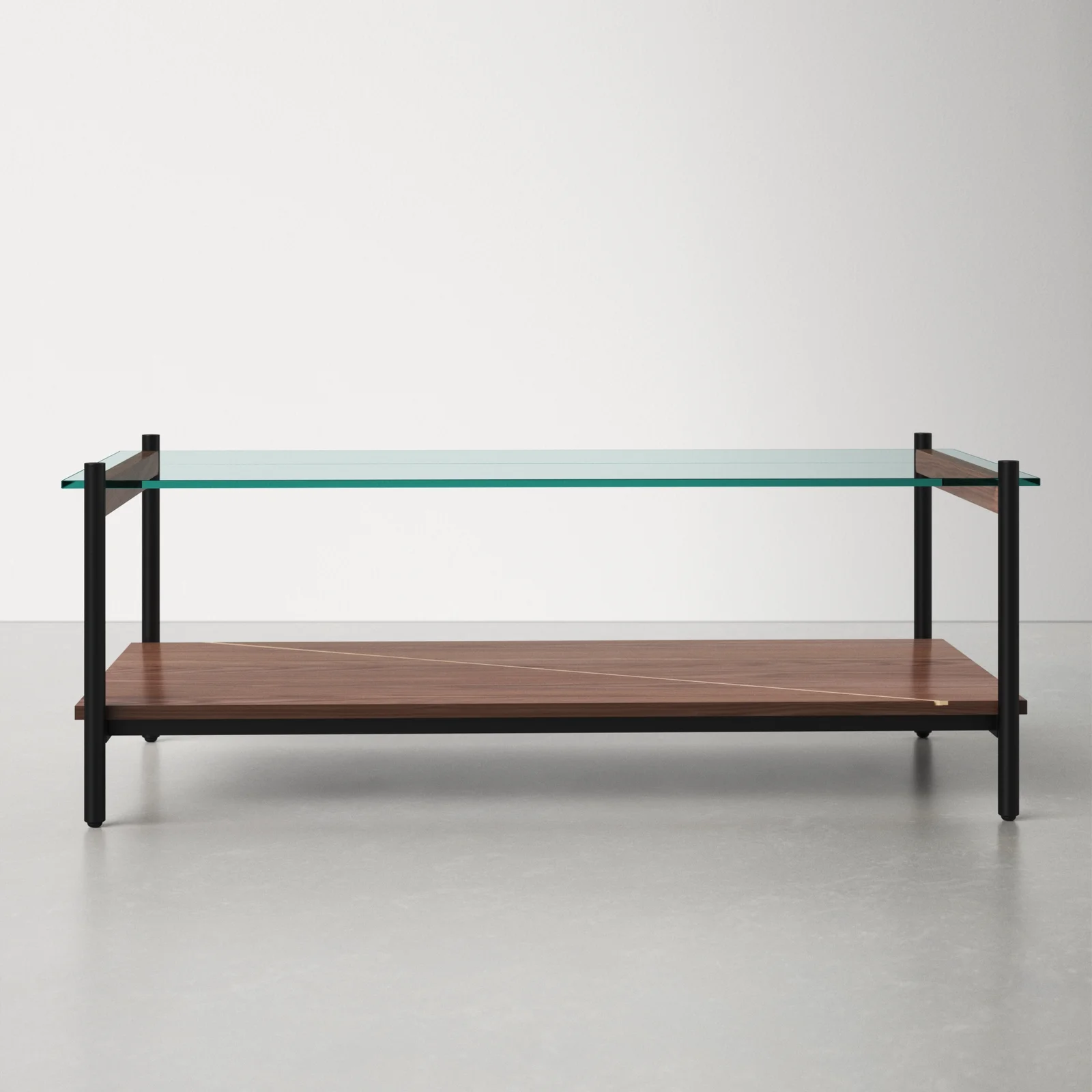 Rectangular Coffee Table With Glass Top And Brass Base