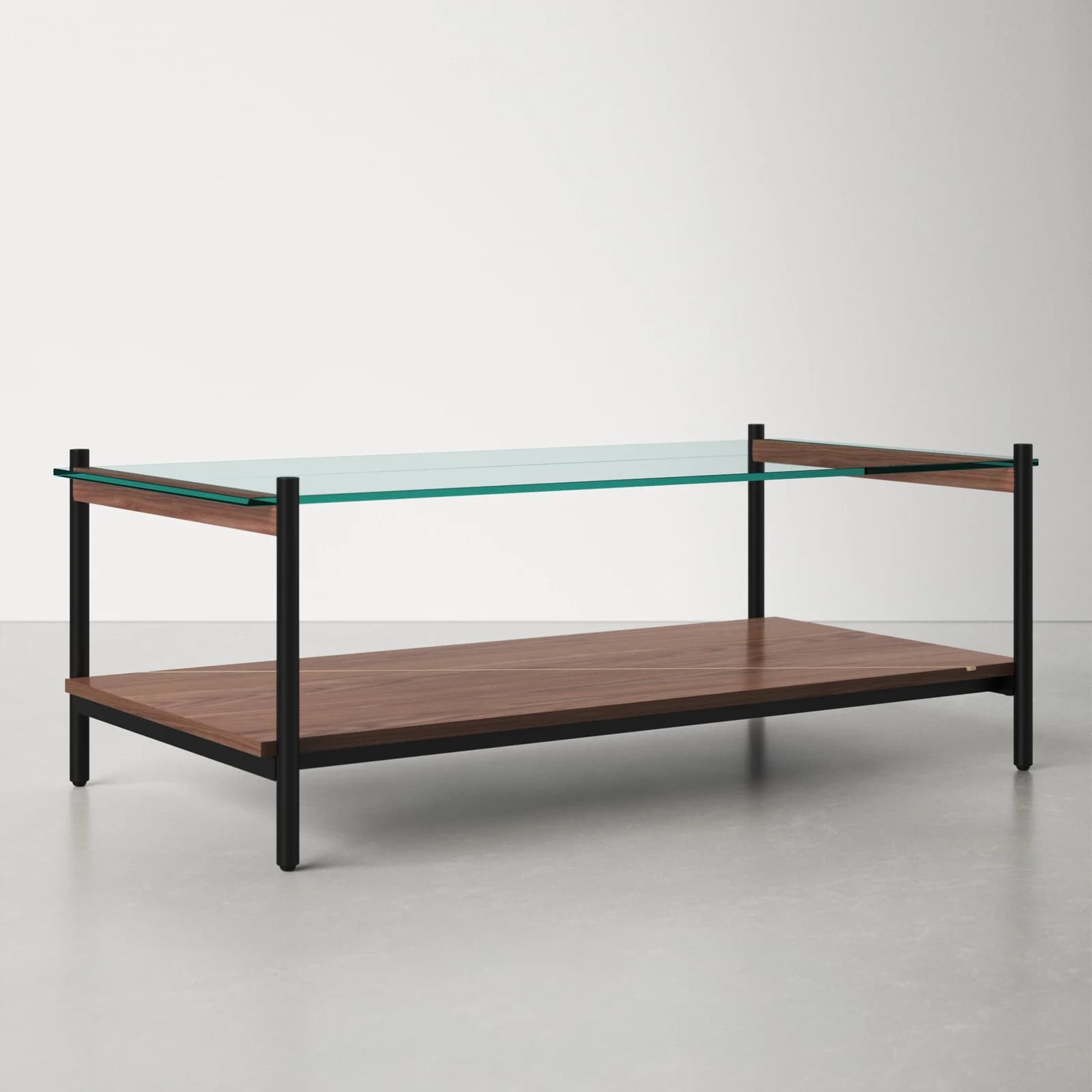 Rectangular Coffee Table With Glass Top And Brass Base