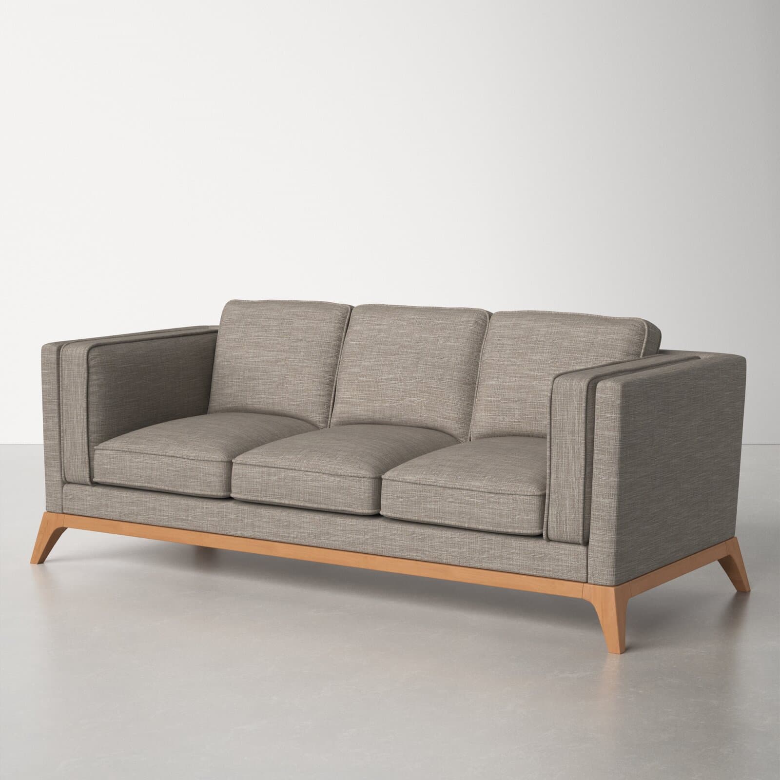 Linen Blend Loveseat With Square Arms