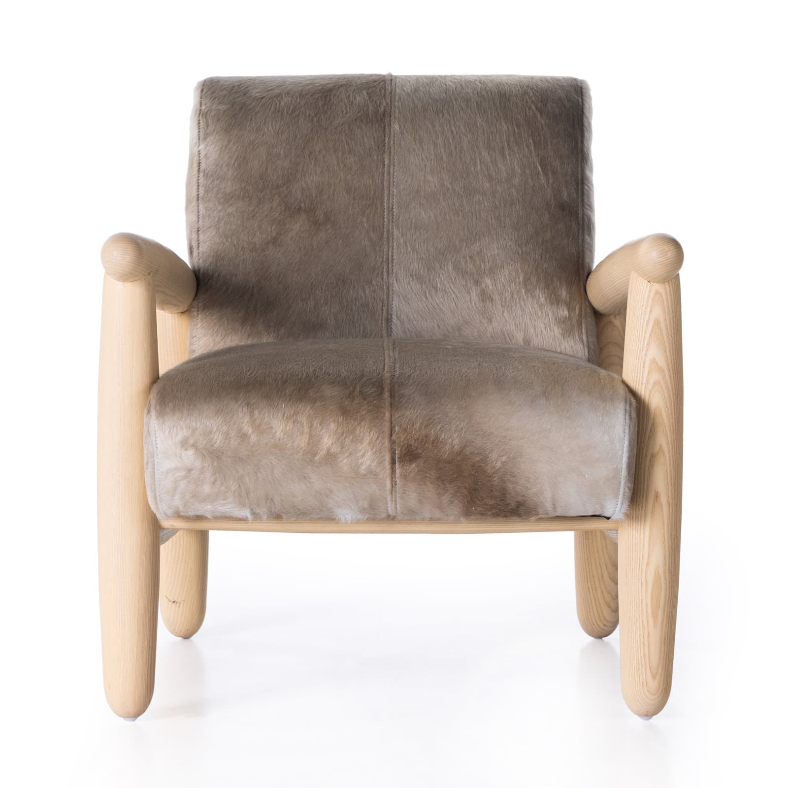 Genuine Leather Armchair With Recessed Arms