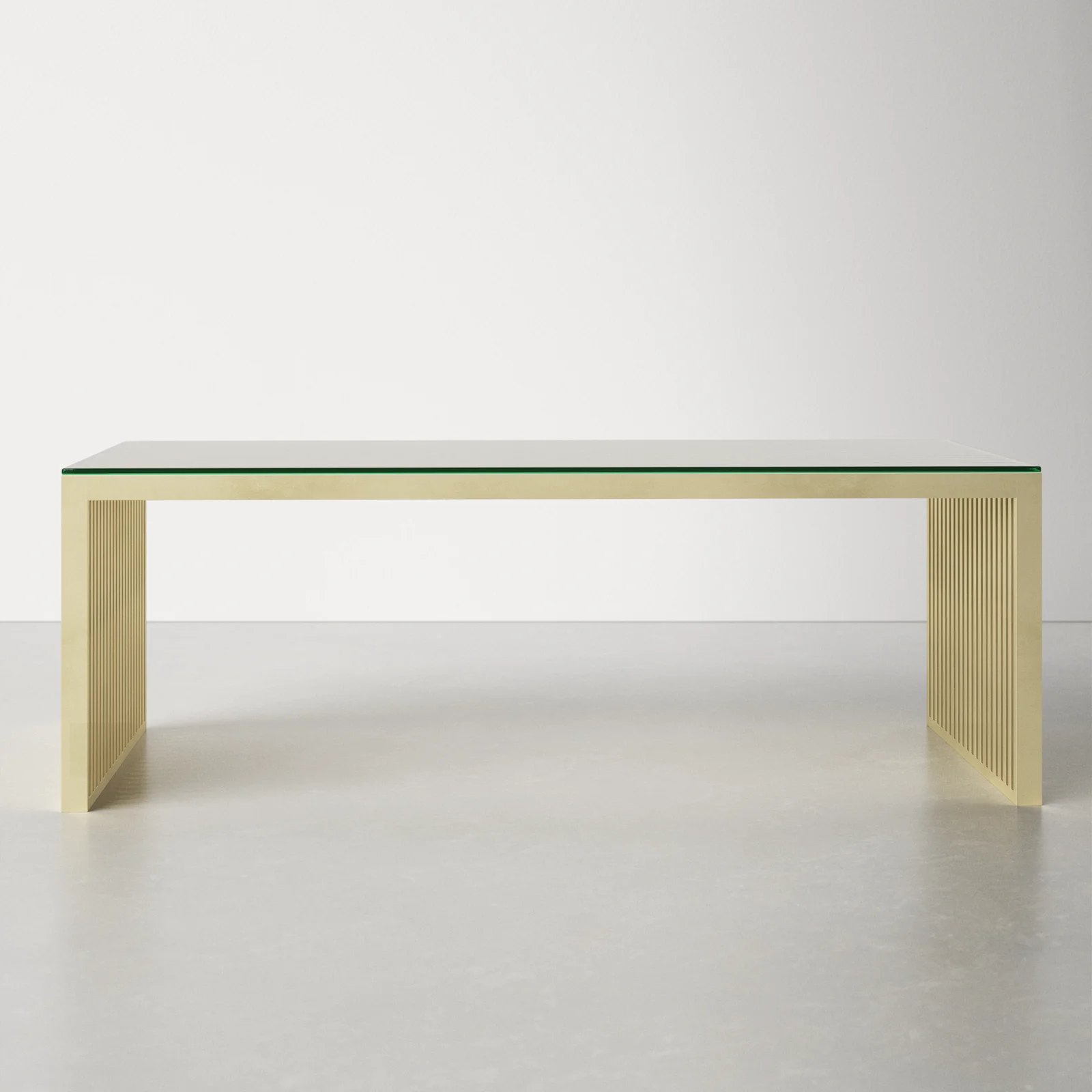 Rectangular Coffee Table With Glass Top And Steel Base