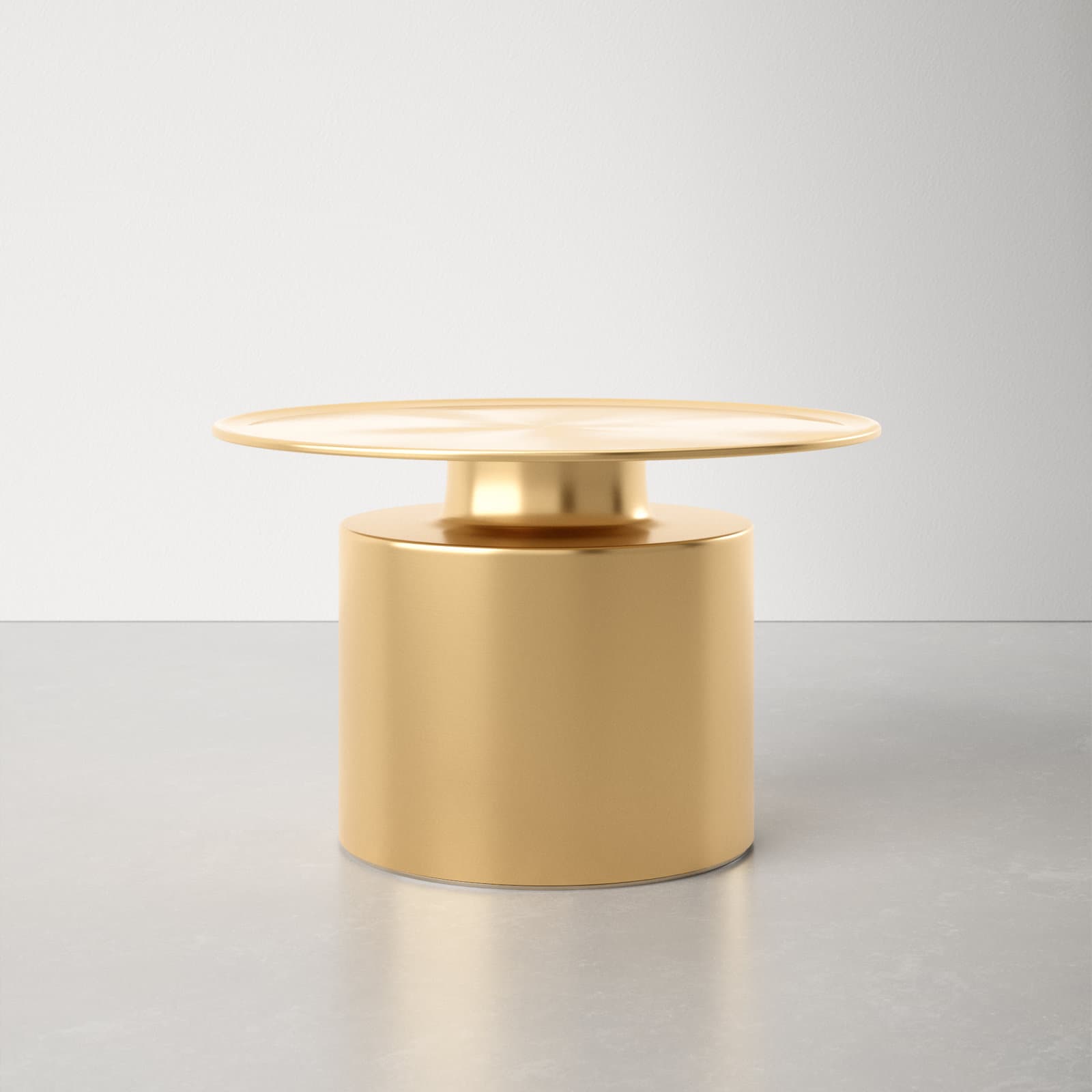 Round Coffee Table With Aluminum, Steel Top And Steel Aluminum Base