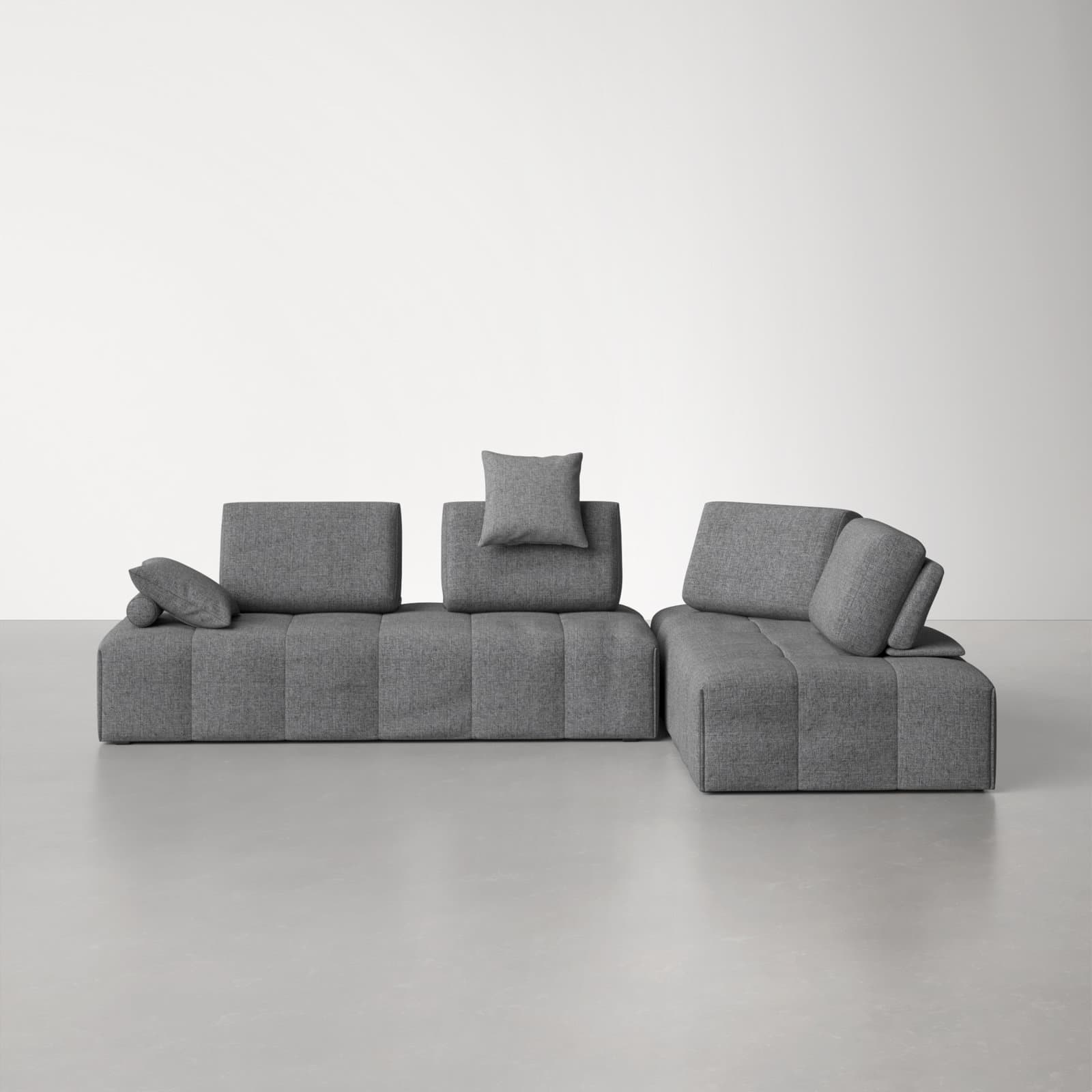 100% Polyester Sectional With Round Arms