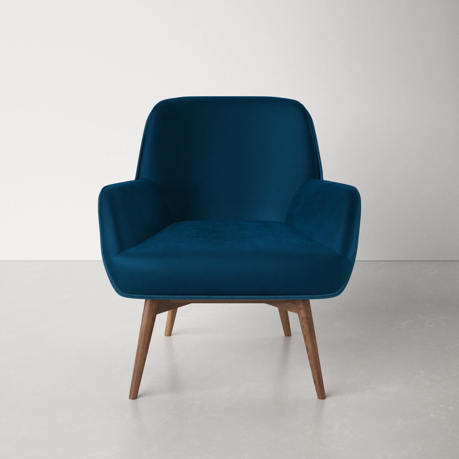 Velvet Armchair With Flared Arms