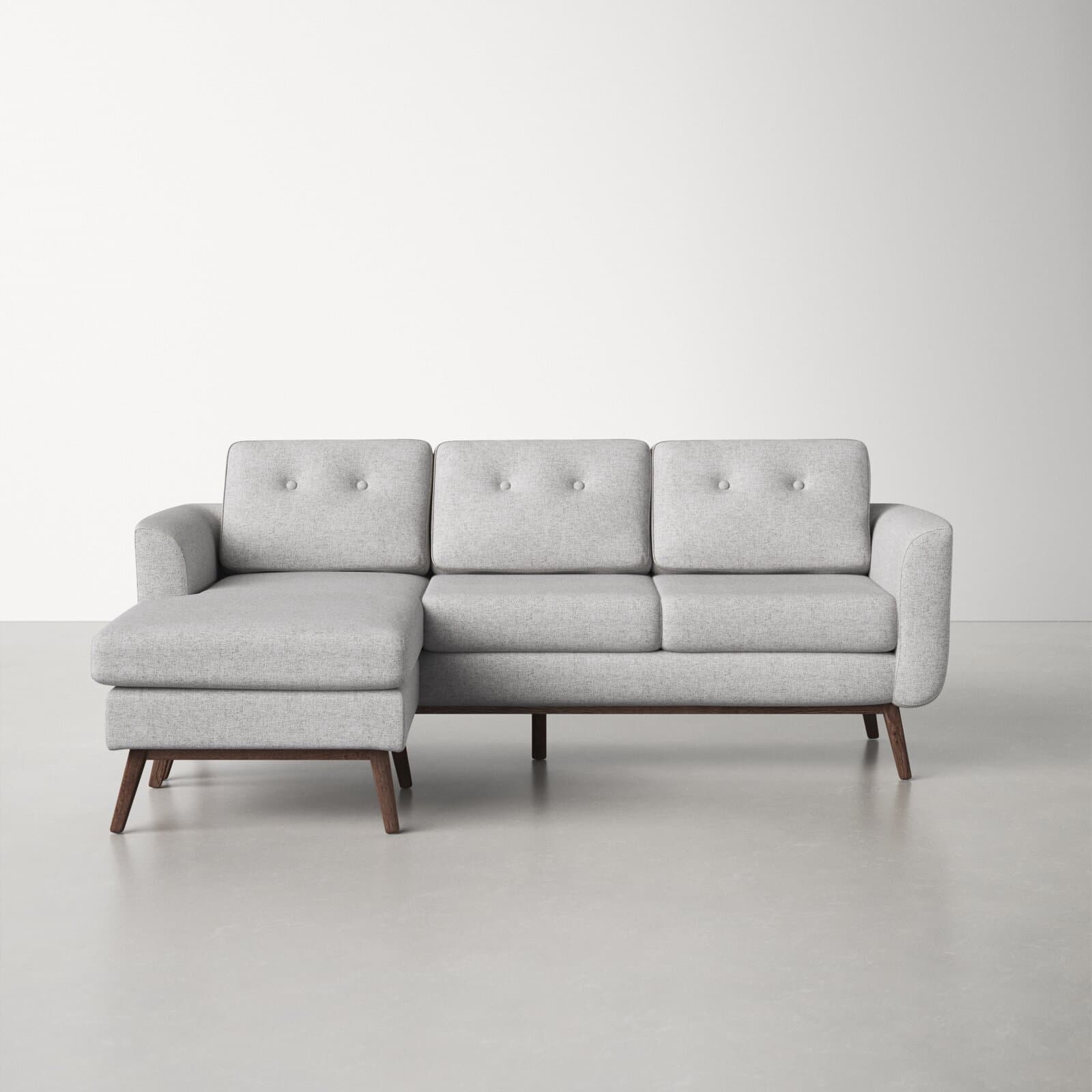 100% Polyester Sectional With Recessed And Flared Arms