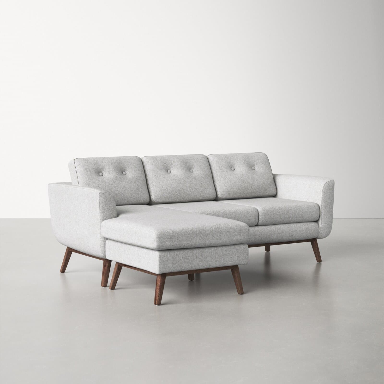 100% Polyester Sectional With Recessed And Flared Arms
