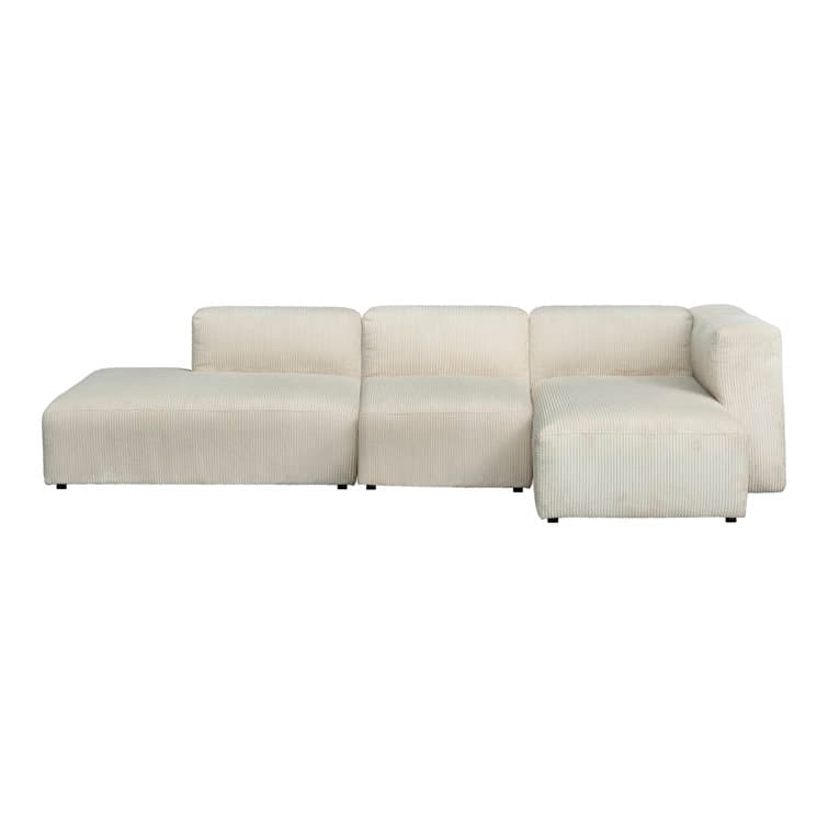 Corduroy Sectional With Square And Recessed Arms