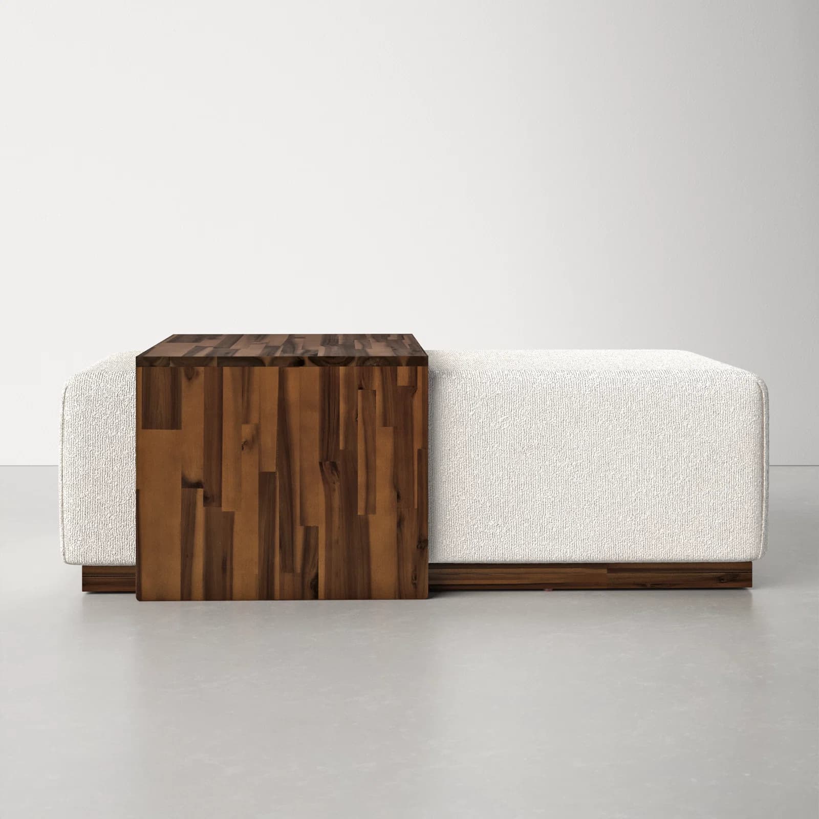 Rectangular Coffee Table With Fabric Top And Solid Wood Base