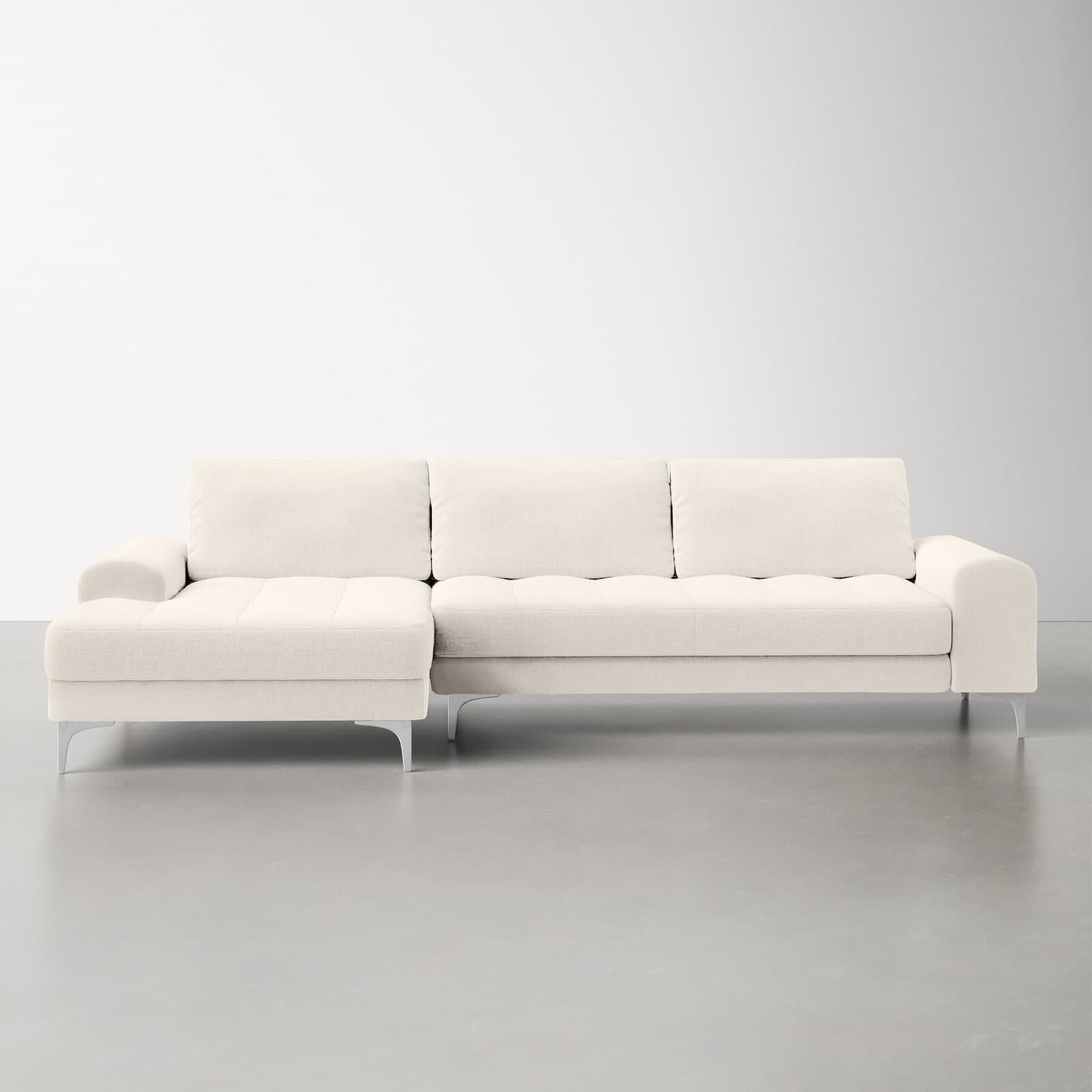 Polyester Blend Sectional With Round Arms