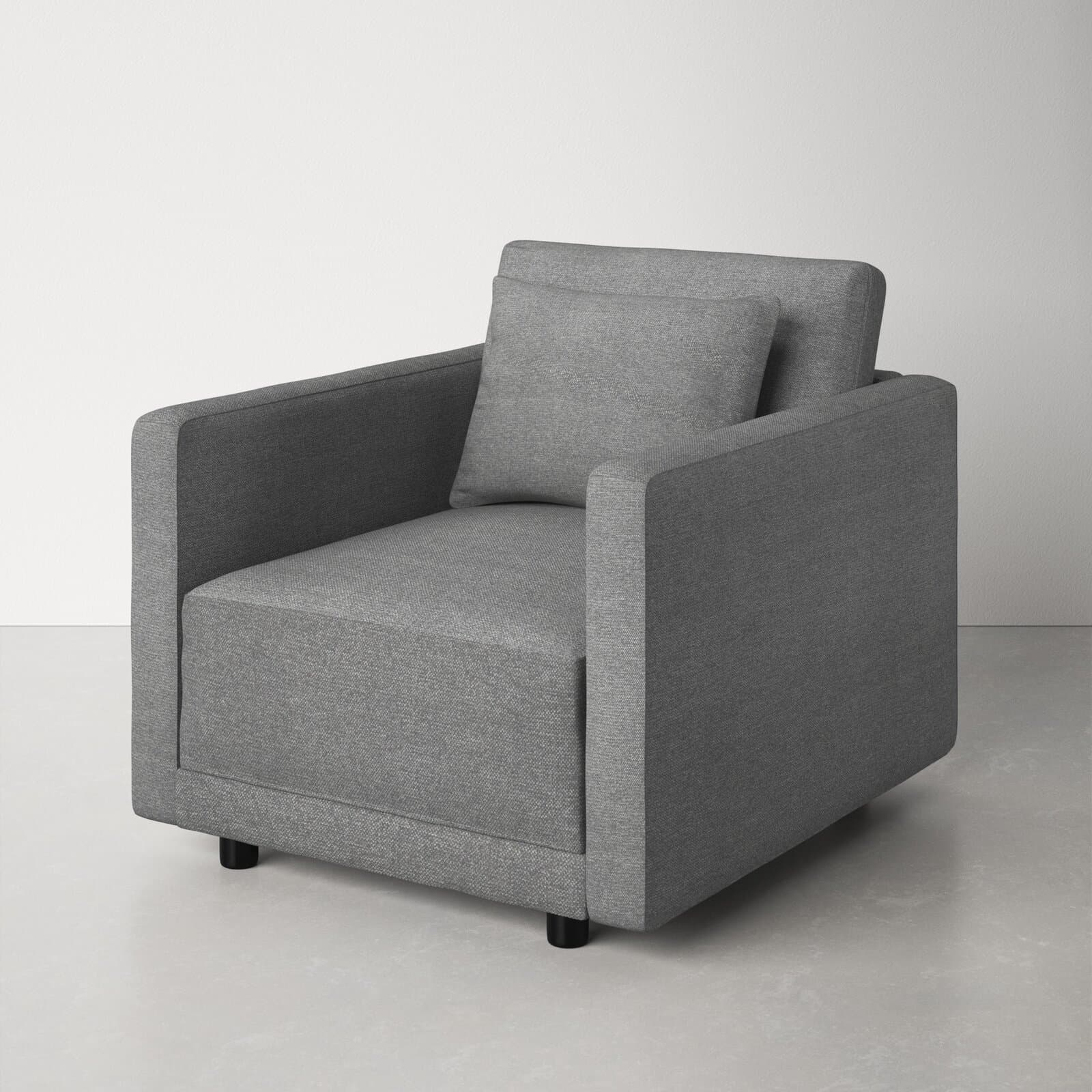 Polyester Blend And Polyester Armchair With Square Arms