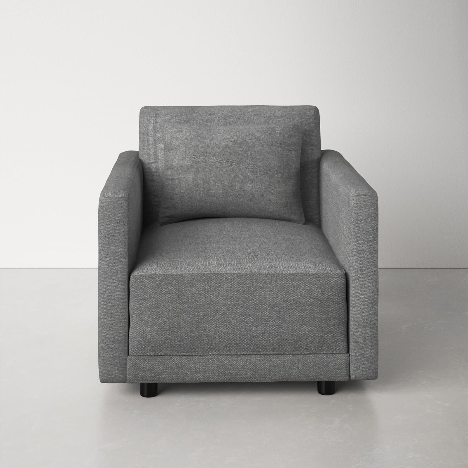 Polyester Blend And Polyester Armchair With Square Arms