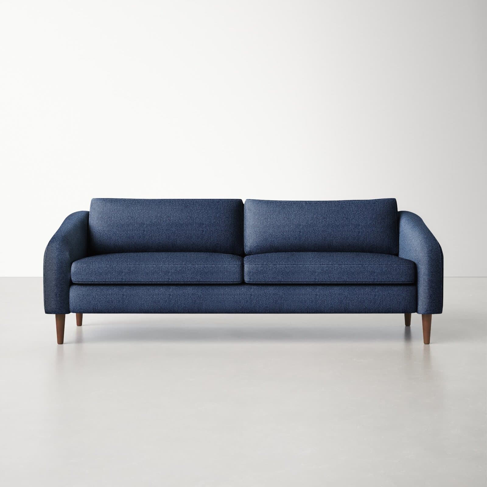 Chenille Loveseat With Round Arms