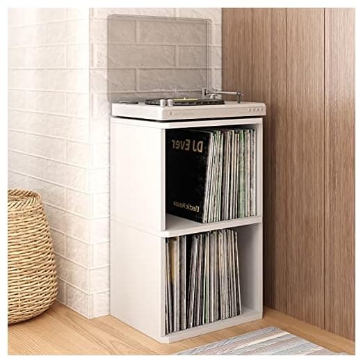 Way Basics Vinyl Record Storage - 2 Tier Book Shelf Turntable