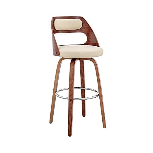 Armen Living Julius 30" Cream Faux Leather and Walnut Wood Bench