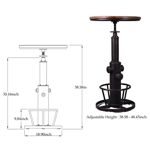 LOKKHAN Industrial Adjustable Bar Table  – alternate view