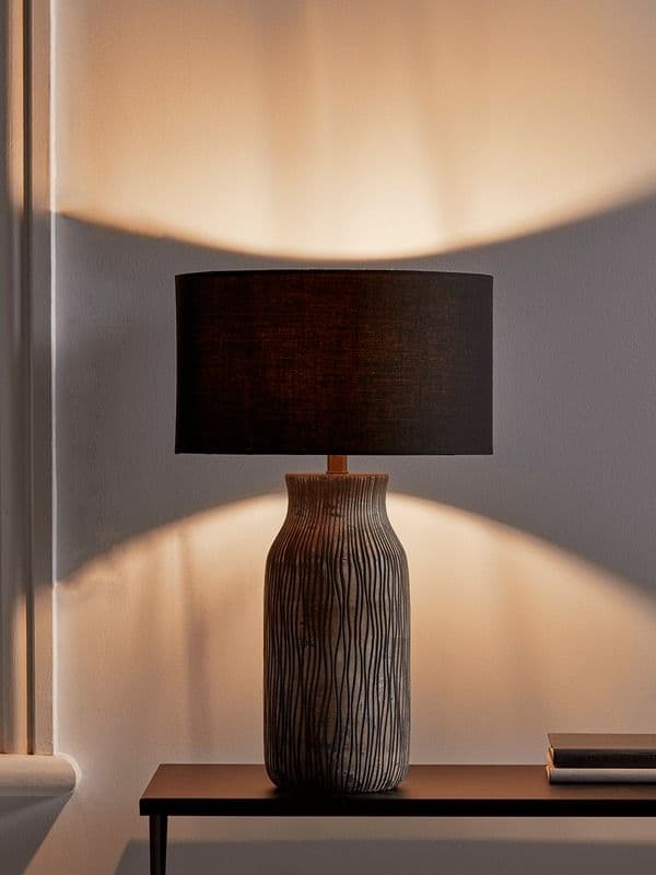 Obsidian & Clay Fluted Table Lamp