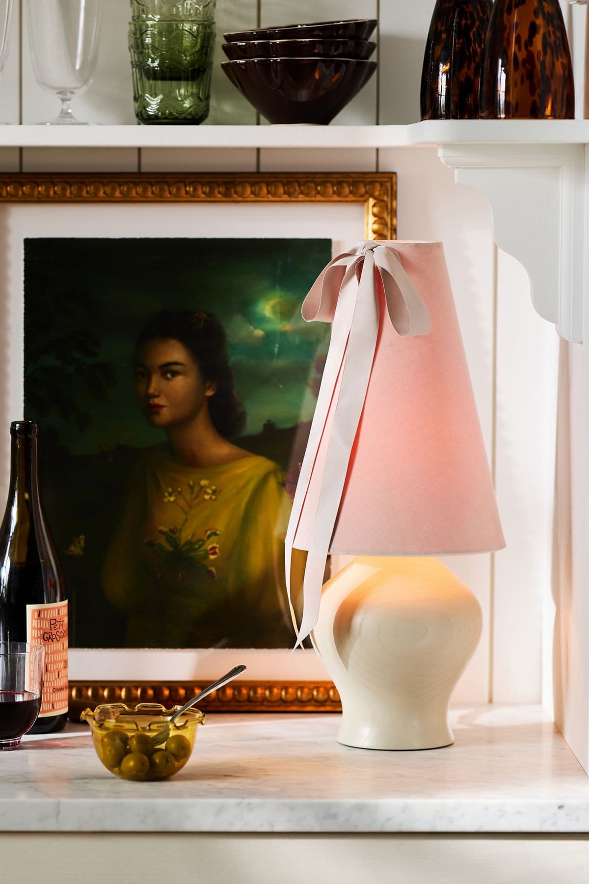 Bosette Bow Velvet and Wood Table Lamp
