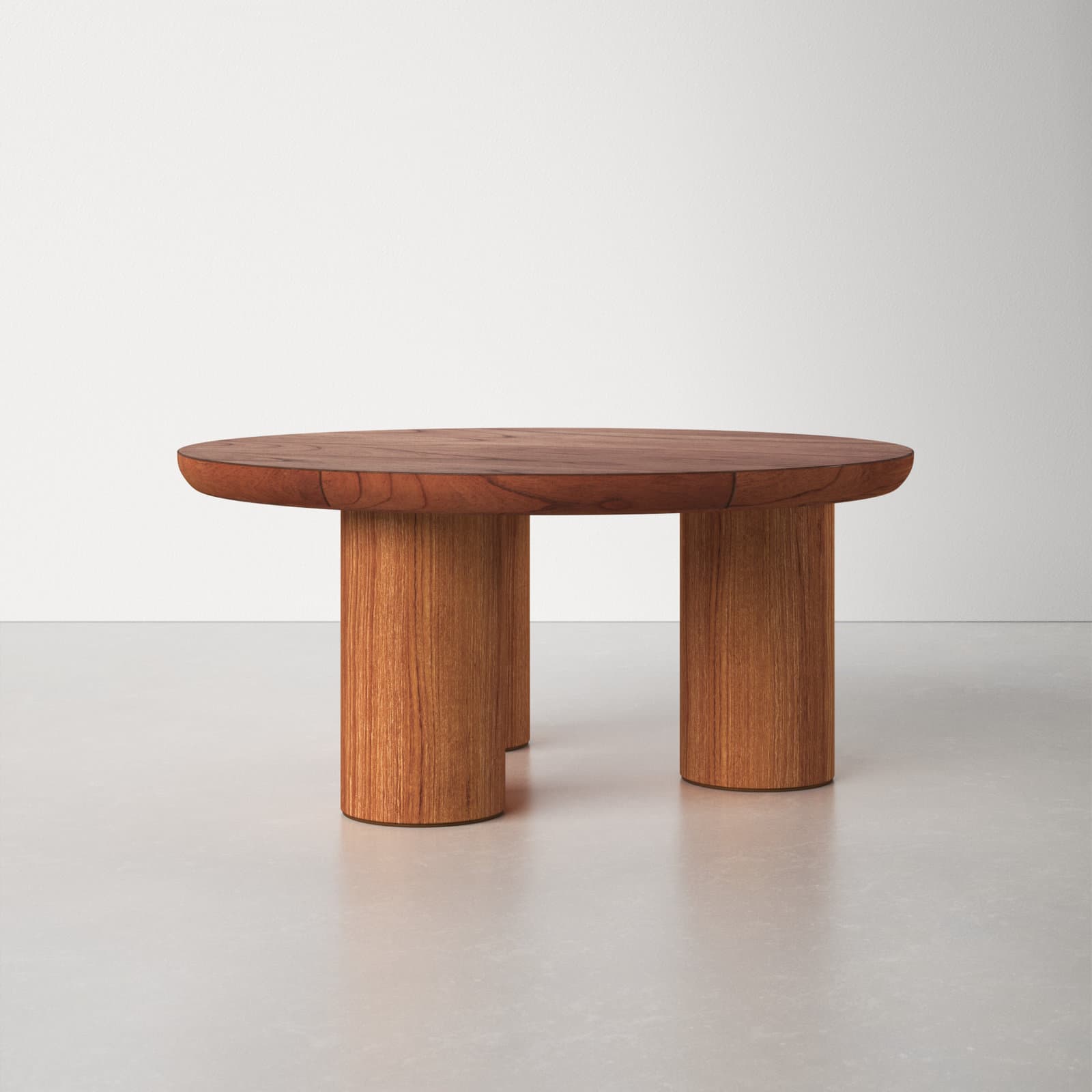 Round Coffee Table With Natural Top And Solid + Manufactured Wood Base