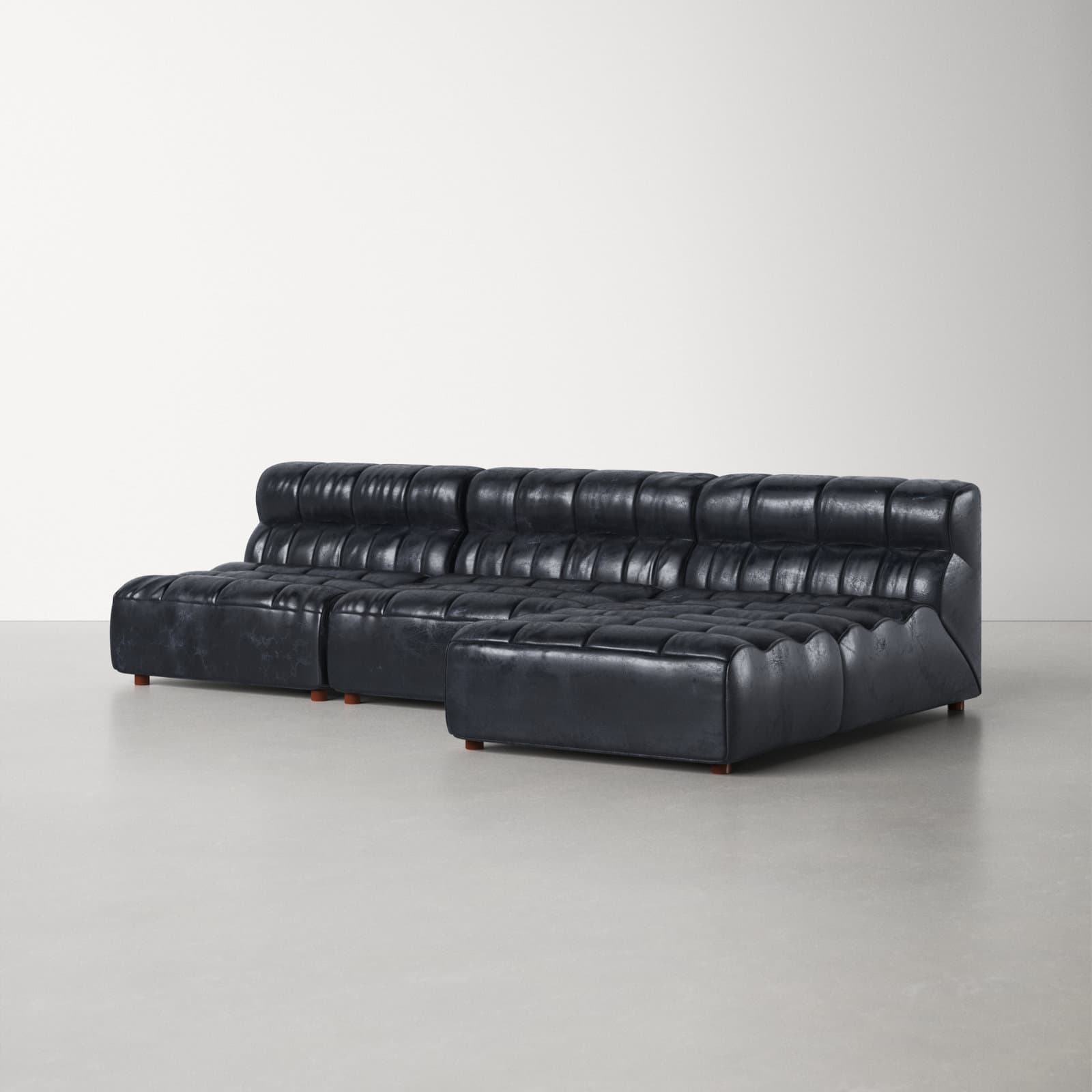 Genuine Leather Sectional Without Arms