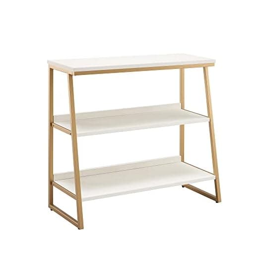 Mixed Metal and Wood Stepped Tier Bookshelf,